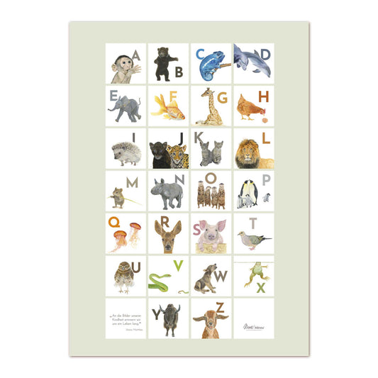 ABC Poster 50x70 cm – Tiere entdecken, Buchstaben lieben GRÜN