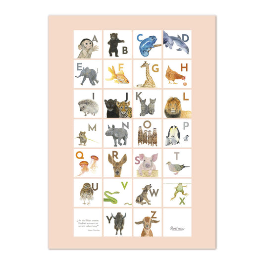 ABC Poster 50x70 cm – Tiere entdecken, Buchstaben lieben ROSÉ